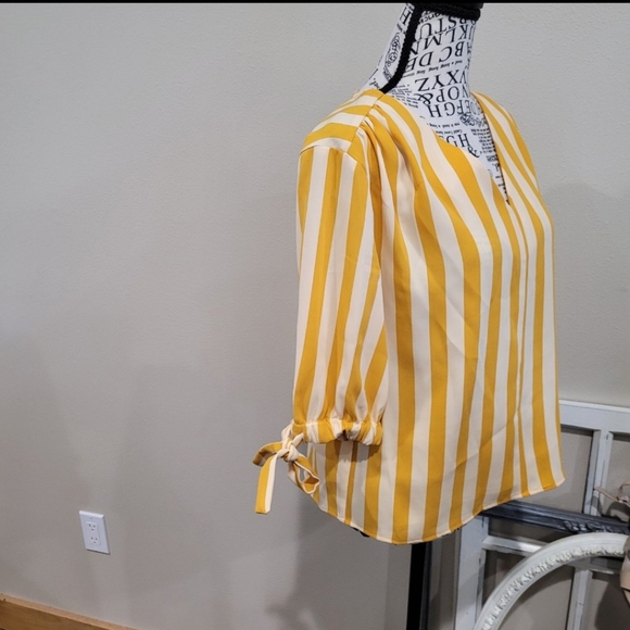 TRENDY, Silky Top Lot OF 2, Gold & Cream Striped Lot of 2 Womens SZ XS - Picture 8 of 12